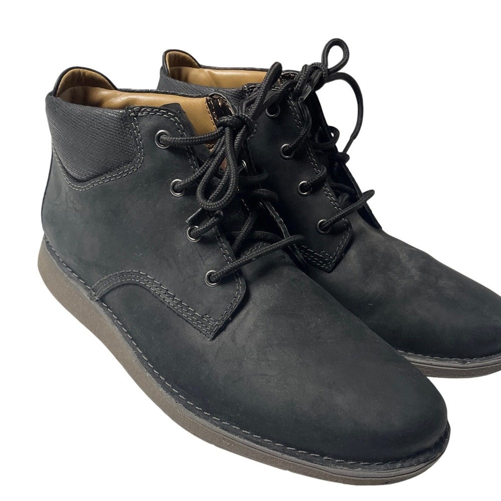 Clarks Un Larvik Unstructured Collection Chukka Black Leather Boots Men's 9.5M